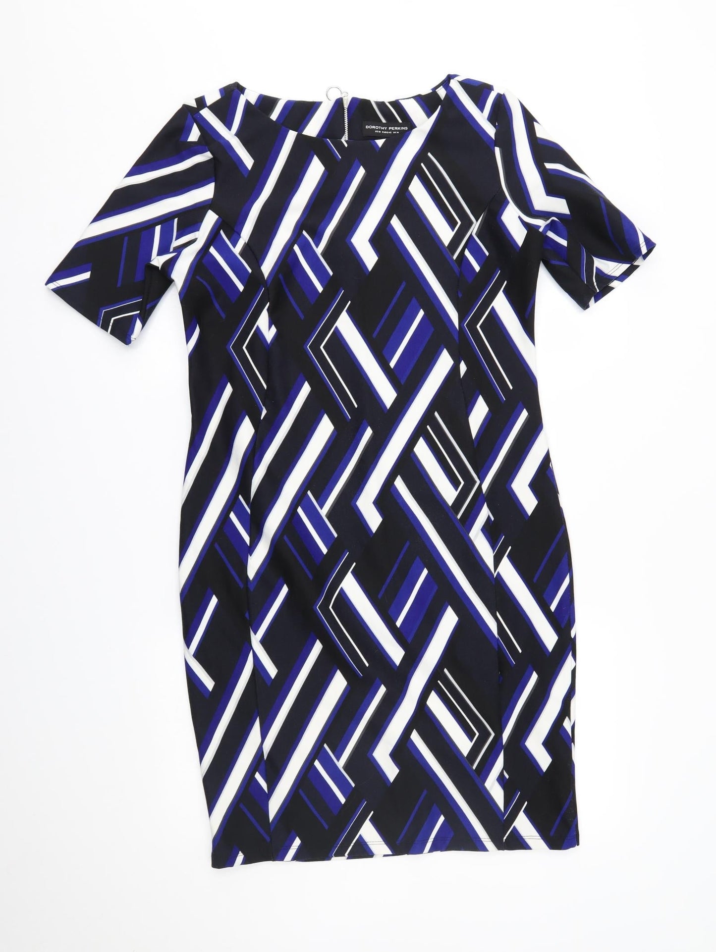 Dorothy Perkins Womens Blue Geometric  Sheath  Size 14