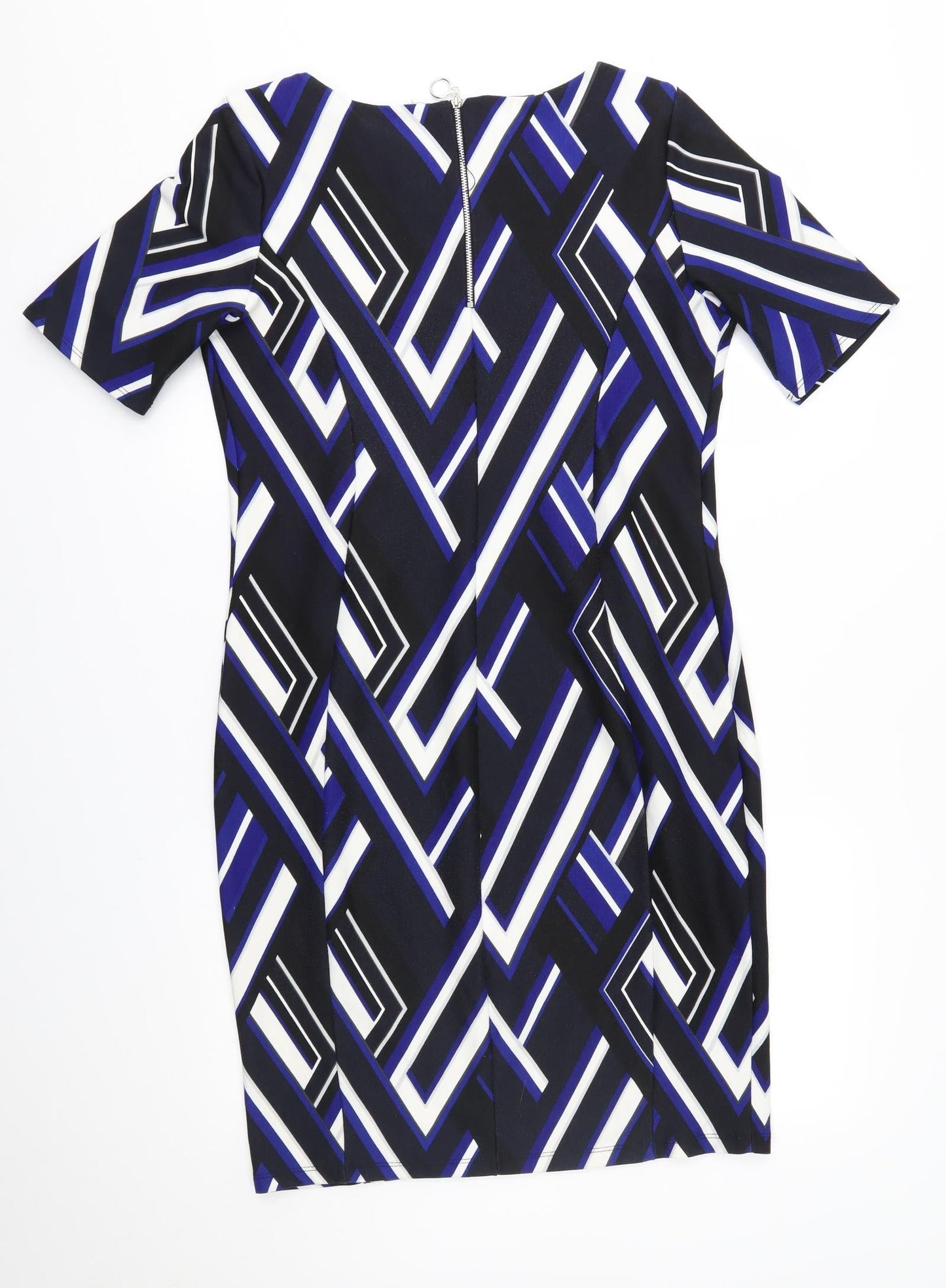 Dorothy Perkins Womens Blue Geometric  Sheath  Size 14