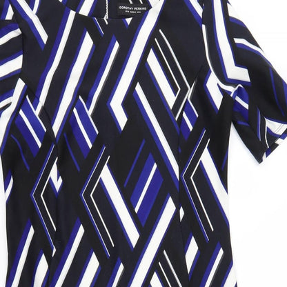 Dorothy Perkins Womens Blue Geometric  Sheath  Size 14
