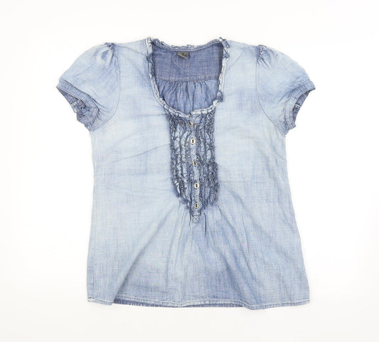 Womens UK Size M VERO MODA Blue Basic Blouse