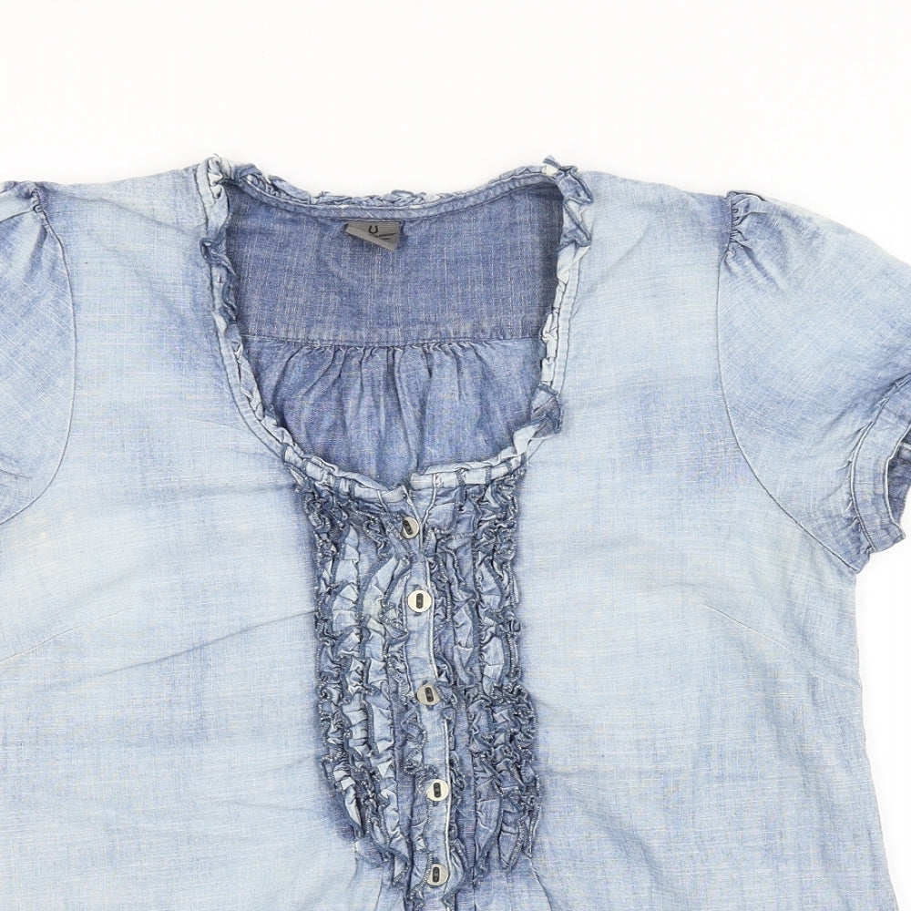 Womens UK Size M VERO MODA Blue Basic Blouse