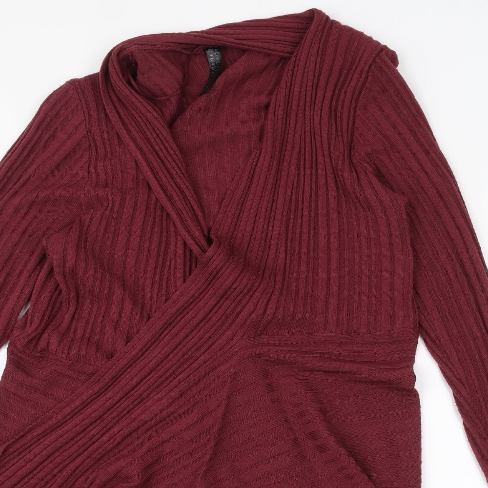 Womens UK Size 10 Preworn Red Cardigan Jumper