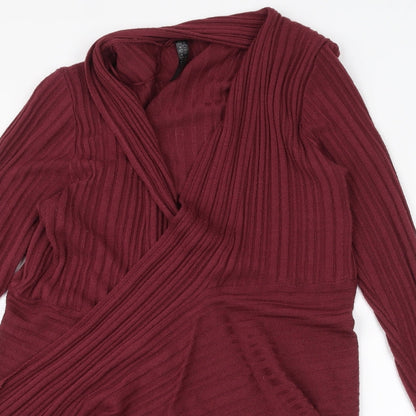 Womens UK Size 10 Preworn Red Cardigan Jumper