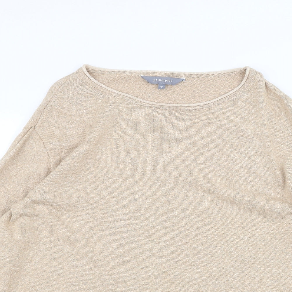 Womens UK Size 10 Principles Brown Basic T-Shirt