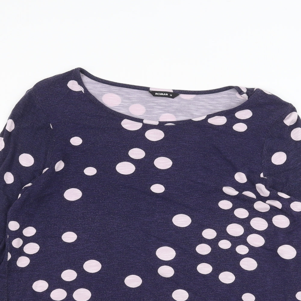 Womens UK Size 12 Roman Blue Basic T-Shirt