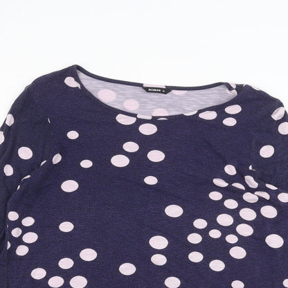 Womens UK Size 12 Roman Blue Basic T-Shirt