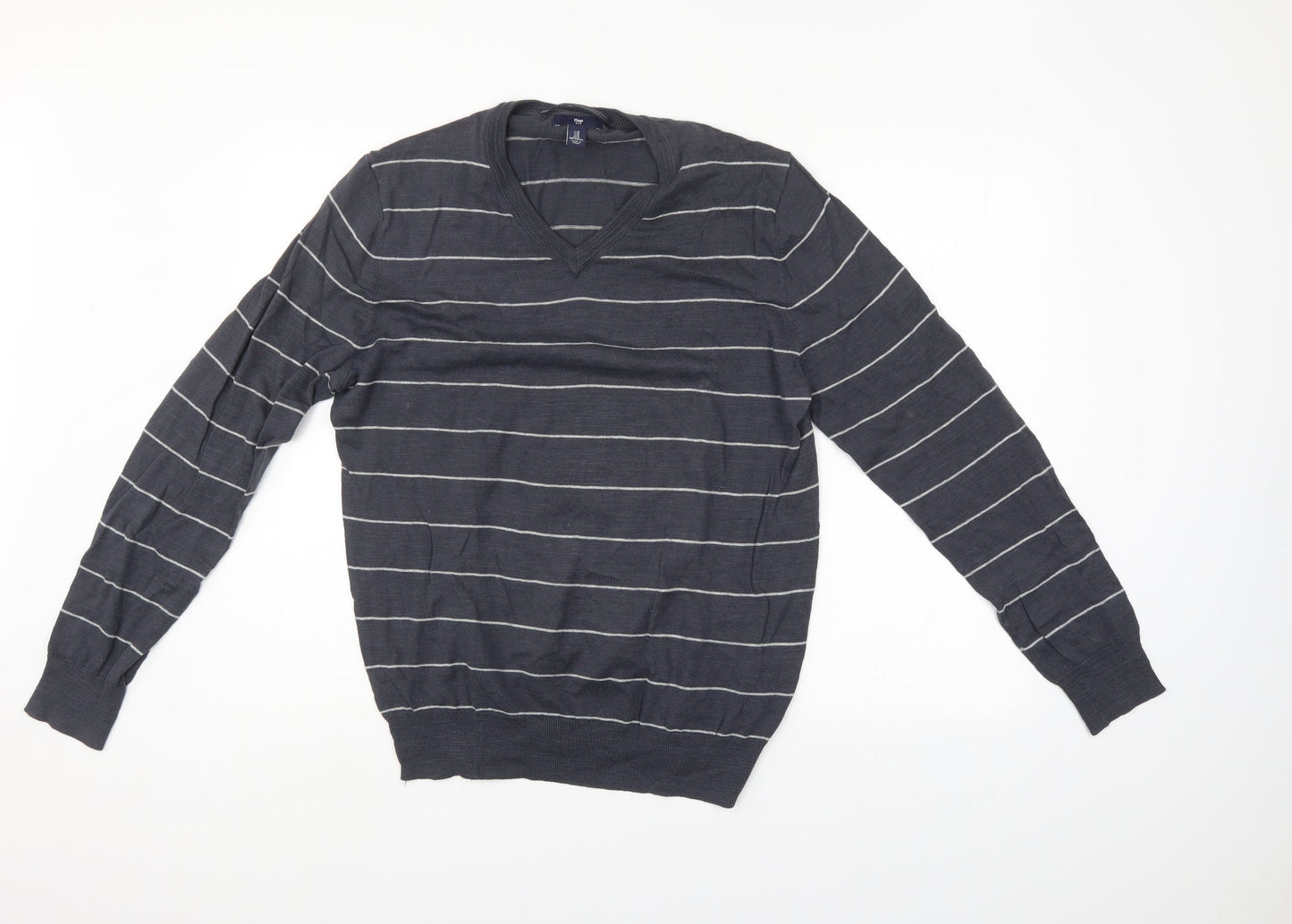 Gap Mens Grey Striped  Pullover Jumper Size M