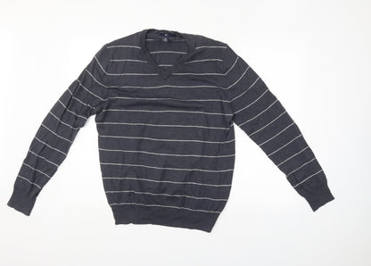 Gap Mens Grey Striped  Pullover Jumper Size M