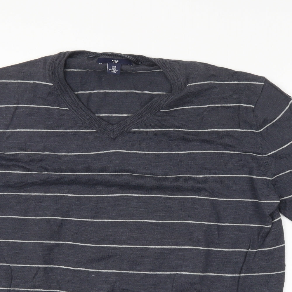 Gap Mens Grey Striped  Pullover Jumper Size M