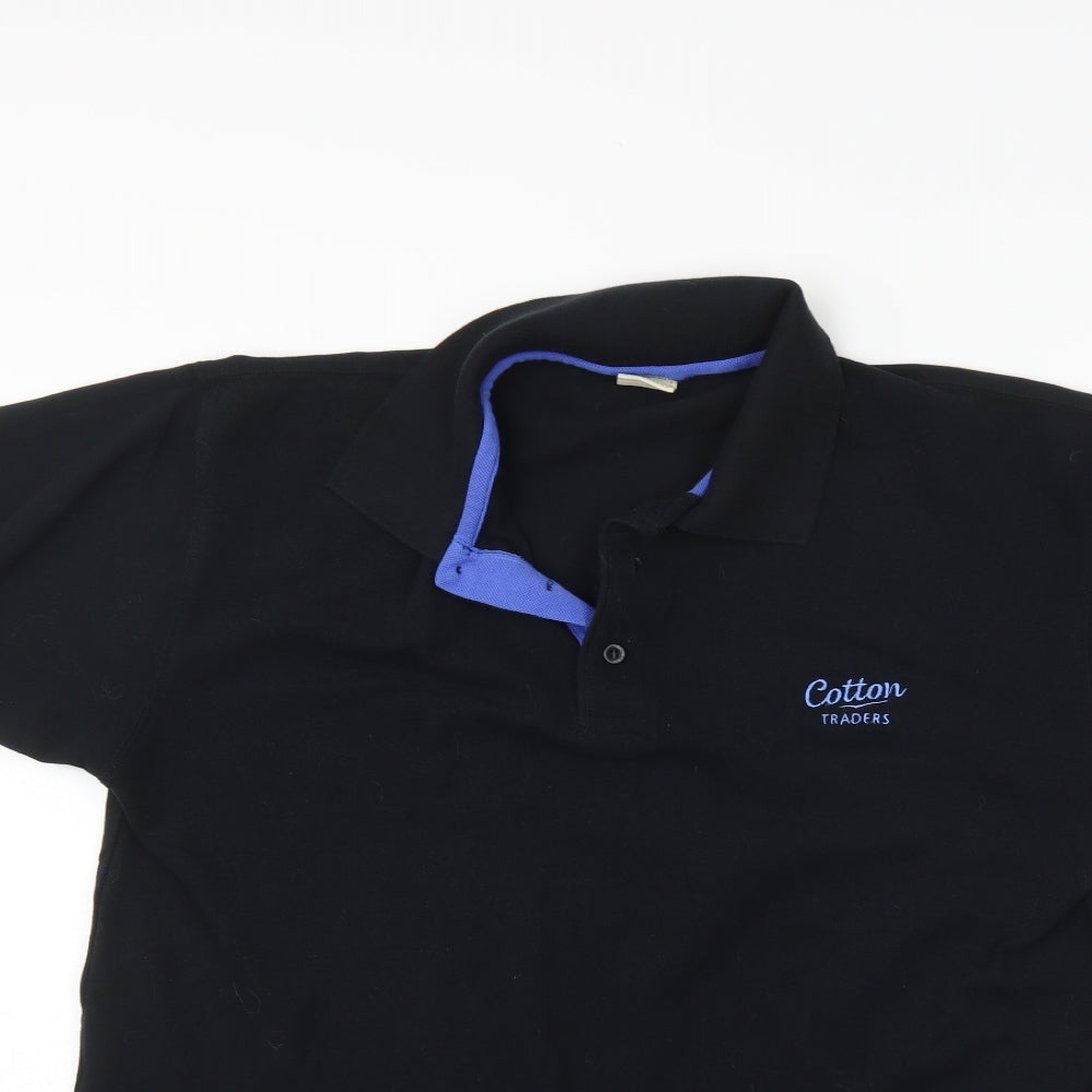 Cotton Traders Mens Black    Polo