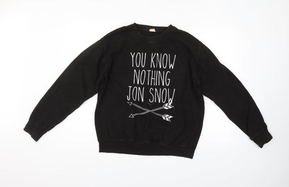 Mens UK Size M Just Hoods Black Pullover Sweatshirt