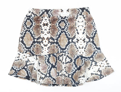 Nasty Gal Womens Multicoloured Animal Print  A-Line Skirt Size 12