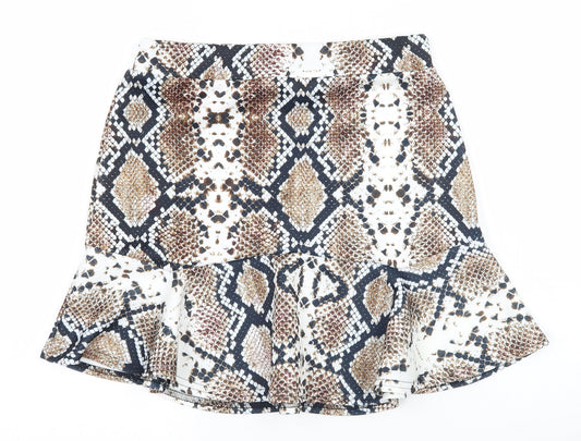 Nasty Gal Womens Multicoloured Animal Print  A-Line Skirt Size 12
