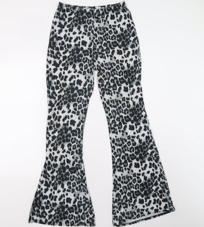 Prety Little Thing Womens Grey Animal Print  Sweatpants Trousers Size 12 L33 in