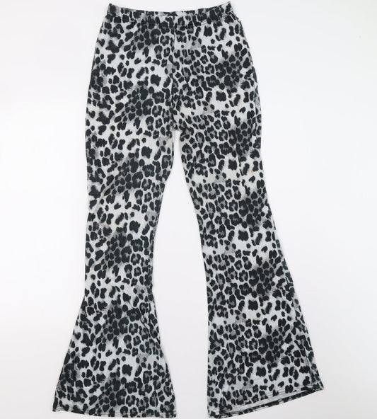 Prety Little Thing Womens Grey Animal Print  Sweatpants Trousers Size 12 L33 in