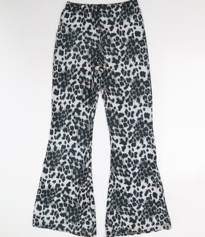 Prety Little Thing Womens Grey Animal Print  Sweatpants Trousers Size 12 L33 in