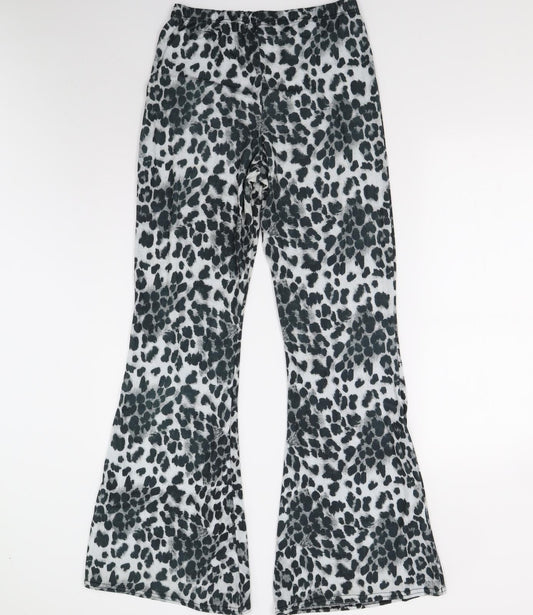 Prety Little Thing Womens Grey Animal Print  Sweatpants Trousers Size 12 L33 in