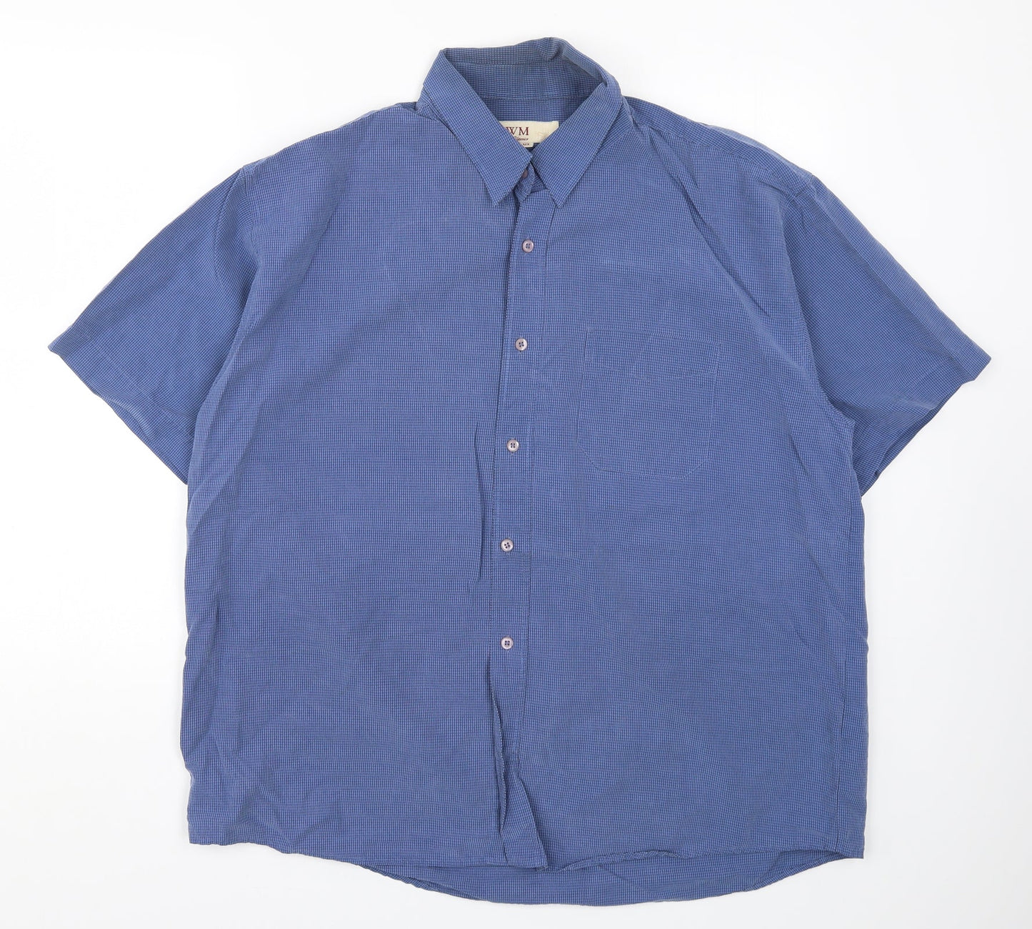 Mens UK Size XL EWM Blue  Button-Up Short Sleeve Casual Shirt