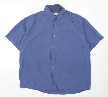 Mens UK Size XL EWM Blue  Button-Up Short Sleeve Casual Shirt