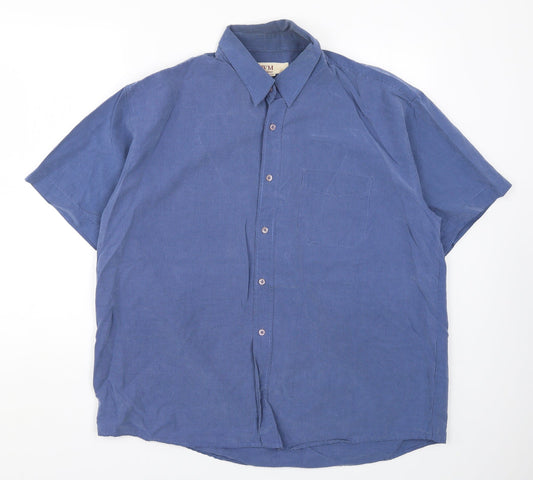 Mens UK Size XL EWM Blue  Button-Up Short Sleeve Casual Shirt