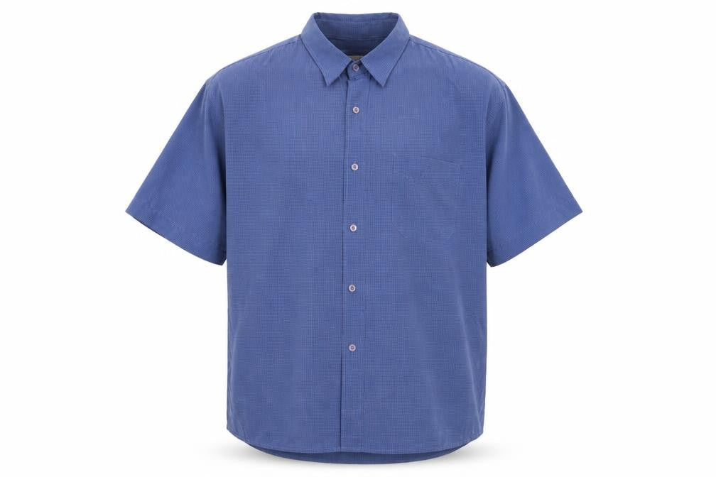 Mens UK Size XL EWM Blue  Button-Up Short Sleeve Casual Shirt