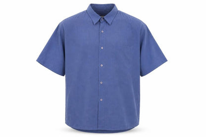Mens UK Size XL EWM Blue  Button-Up Short Sleeve Casual Shirt