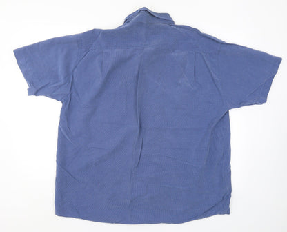 Mens UK Size XL EWM Blue  Button-Up Short Sleeve Casual Shirt