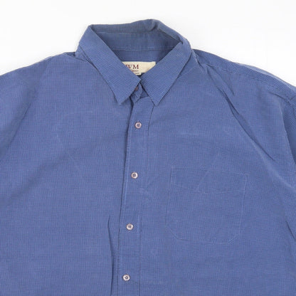 Mens UK Size XL EWM Blue  Button-Up Short Sleeve Casual Shirt