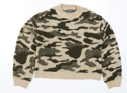 Primark Womens Green Camouflage Knit Pullover Jumper Size 6