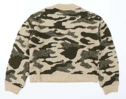 Primark Womens Green Camouflage Knit Pullover Jumper Size 6