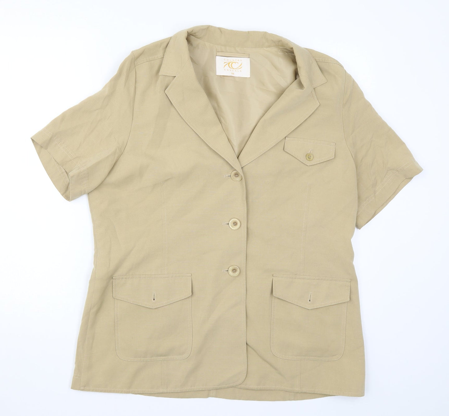 Womens UK Size M Country Casuals Beige Basic Button-Up