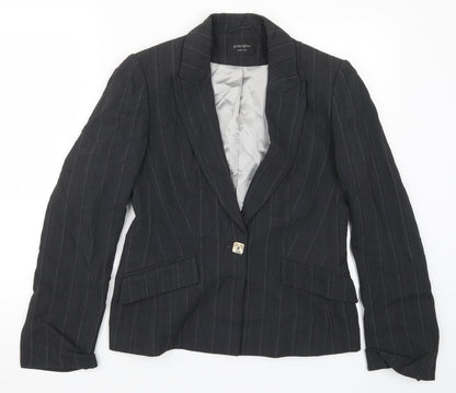 Principles Womens Grey Striped  Jacket Suit Jacket Size 10
