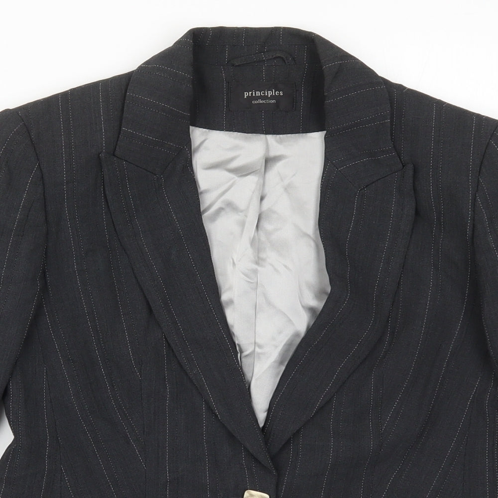 Principles Womens Grey Striped  Jacket Suit Jacket Size 10