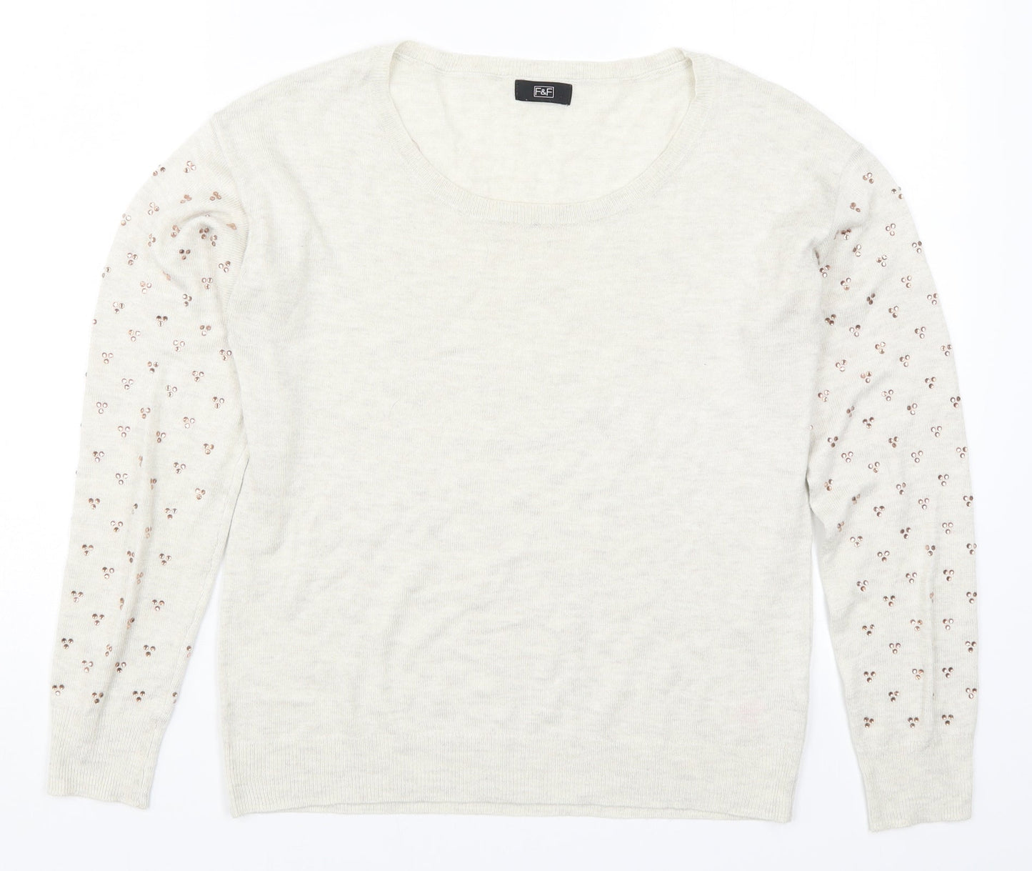 F&F Womens Beige  Knit Pullover Jumper Size 6