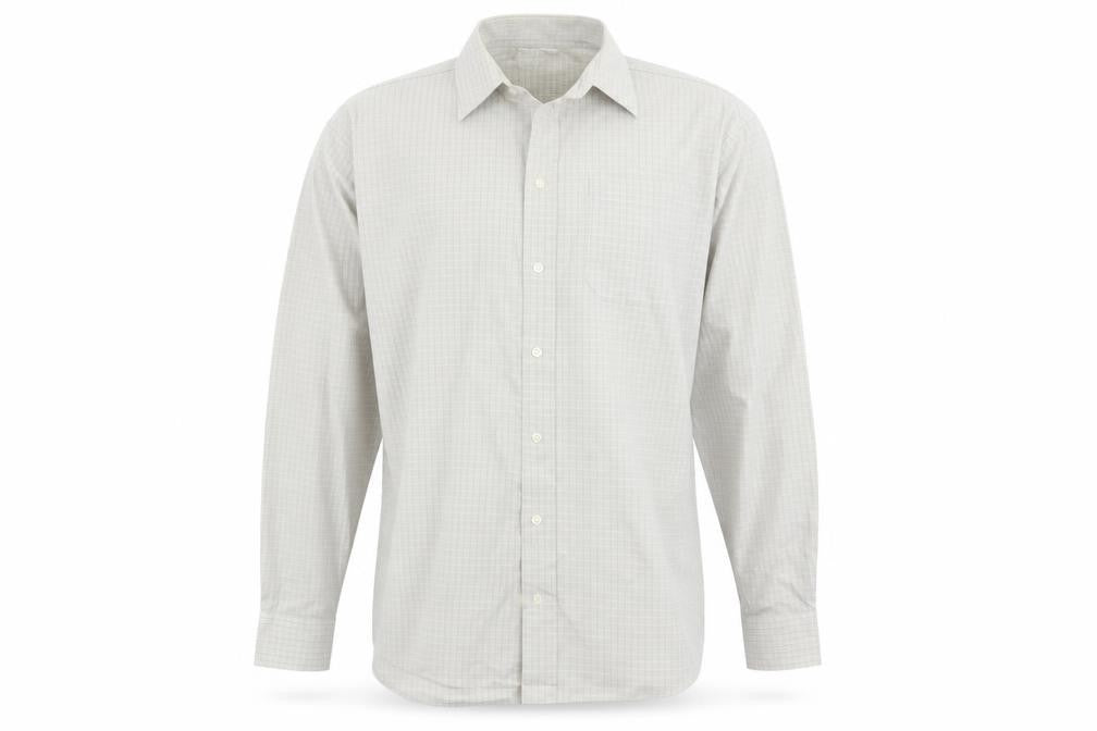 Mens UK Size 15 Marks and Spencer Grey  Button-Up Long Sleeve Casual Shirt