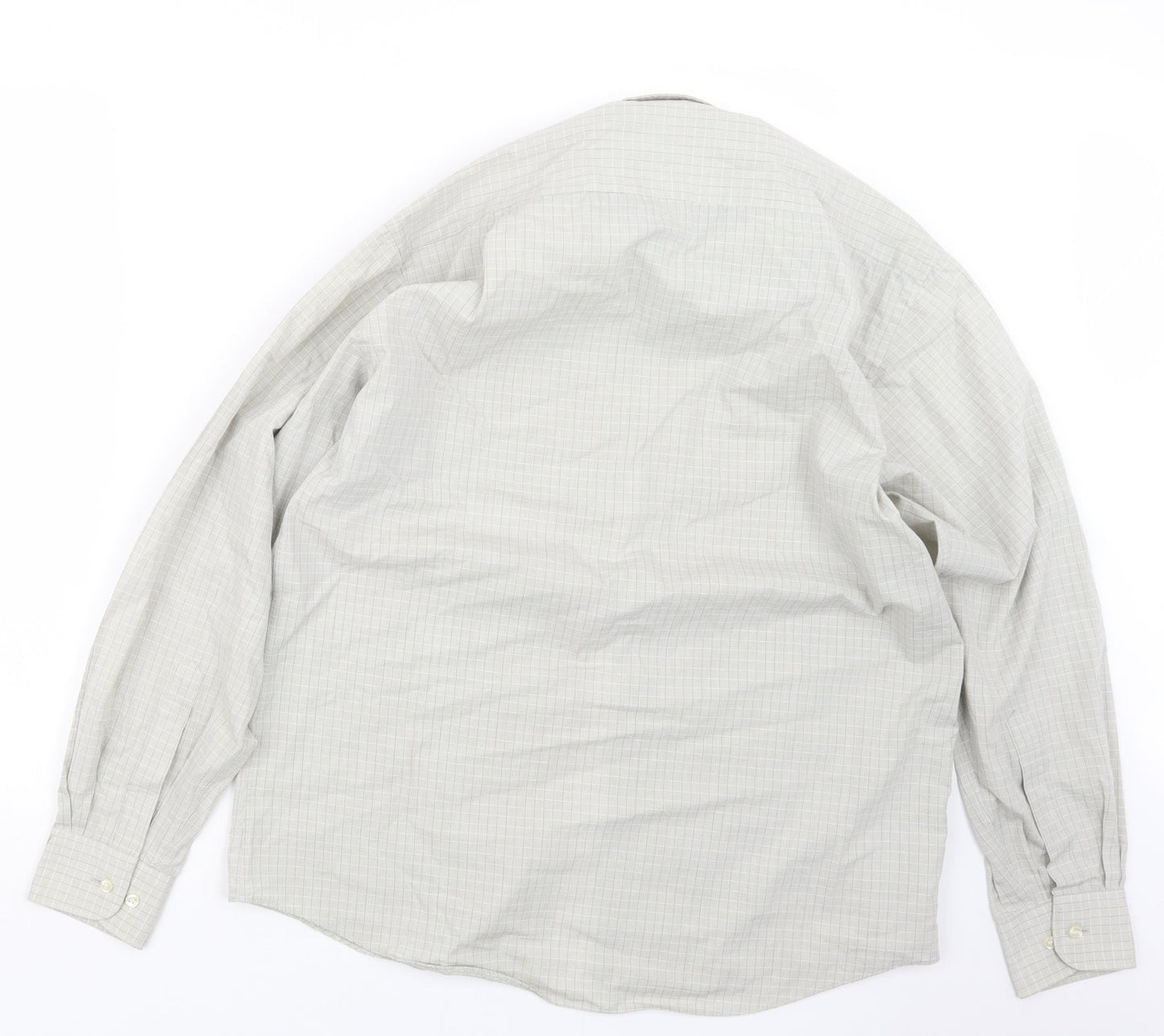 Mens UK Size 15 Marks and Spencer Grey  Button-Up Long Sleeve Casual Shirt