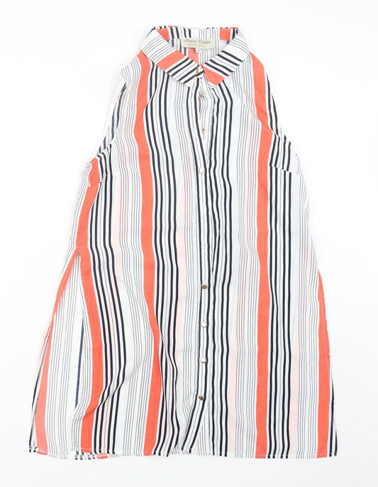 Parisian Womens Pink Striped  Basic Button-Up Size 10