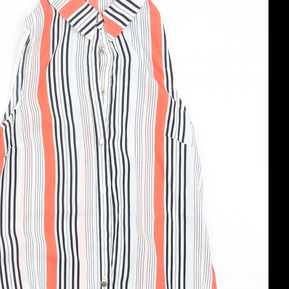 Parisian Womens Pink Striped  Basic Button-Up Size 10