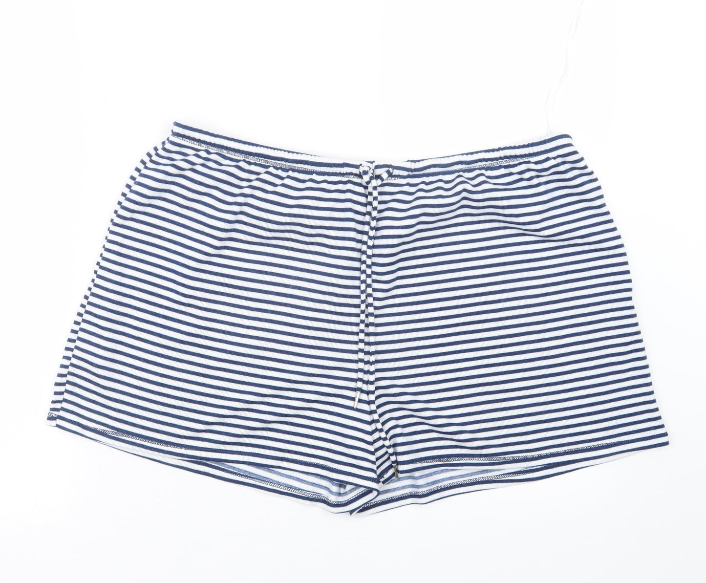 Preworn Womens Blue Striped  Boyfriend Shorts Size L