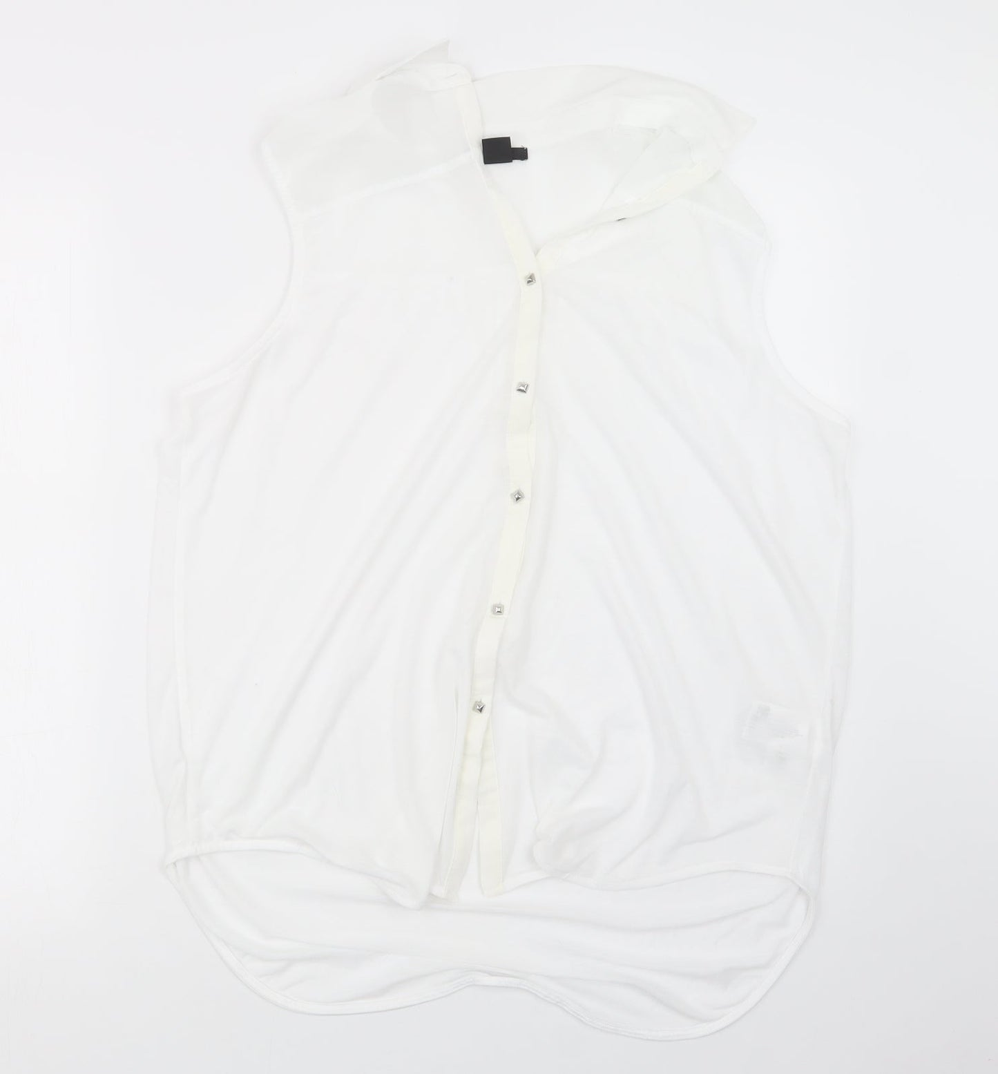 Womens UK Size M H&M White Basic Button-Up