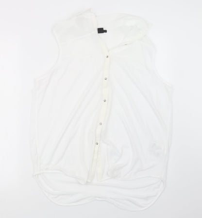 Womens UK Size M H&M White Basic Button-Up