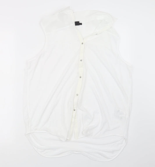 Womens UK Size M H&M White Basic Button-Up