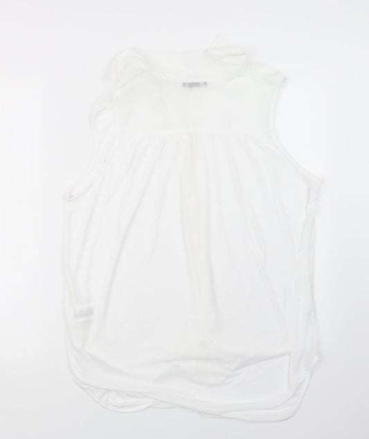 Womens UK Size M H&M White Basic Button-Up