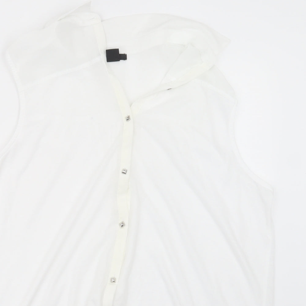 Womens UK Size M H&M White Basic Button-Up