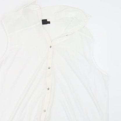 Womens UK Size M H&M White Basic Button-Up