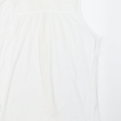Womens UK Size M H&M White Basic Button-Up