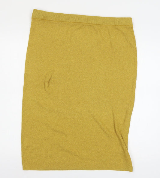 Marks and Spencer Womens Yellow  Knit Straight & Pencil Skirt Size XL