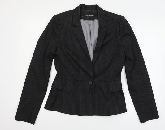 Warehouse Womens Grey Striped  Jacket Suit Jacket Size 10