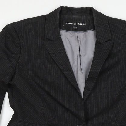 Warehouse Womens Grey Striped  Jacket Suit Jacket Size 10