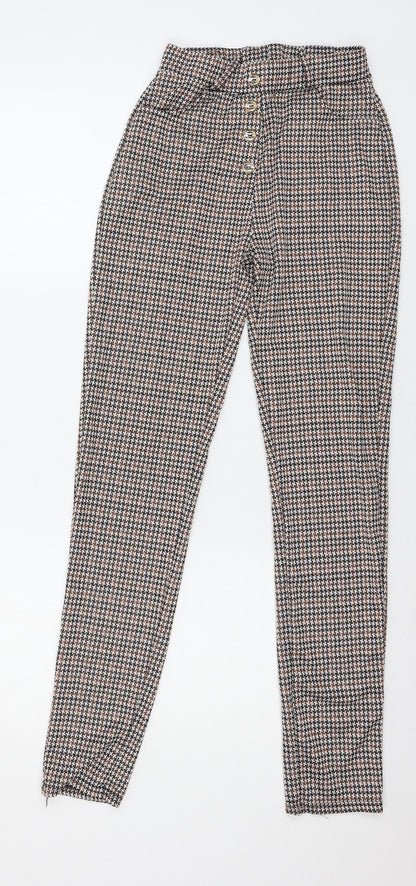 Cenzo Girls Brown Houndstooth Jersey Carrot Trousers Size L